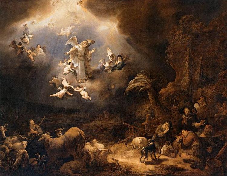 Govaert Flinck Angels Announcing the Birth of Christ to the Shepherds France oil painting art